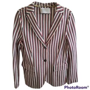 Harris Wharf London Cotton Striped Blazer Jacket 46 IT Large White Red Black
